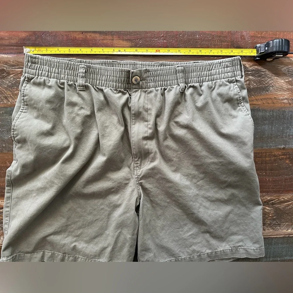 HB By DXL Men’s 1X Waist Tan Chino Chambray Zip Elastic Waist Stretch Shorts